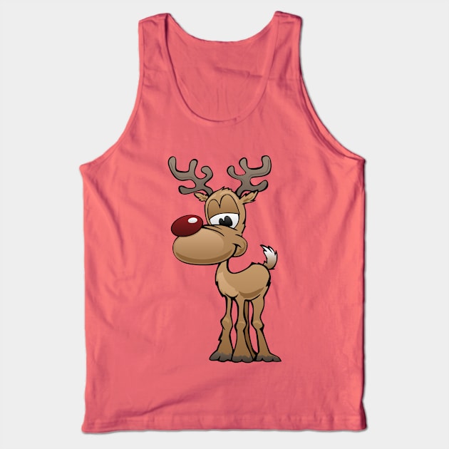 Cute Christmas Reindeer Cartoon Tank Top by hobrath